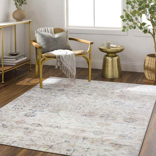 Van Horne Traditional Ivory Washable Area Rug