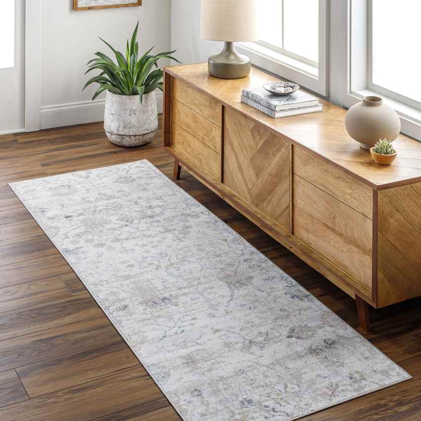 Van Horne Traditional Ivory Washable Area Rug