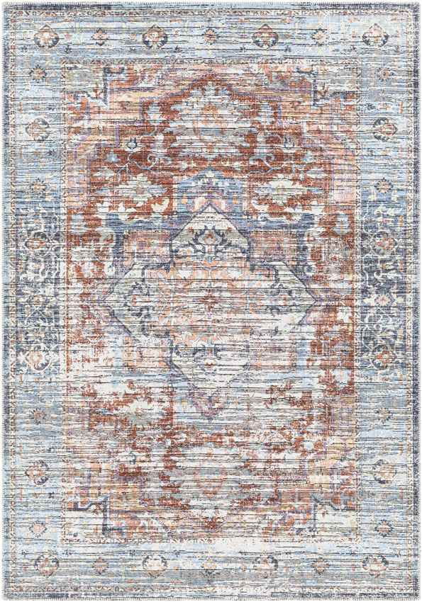 Varina Traditional Teal Washable Area Rug