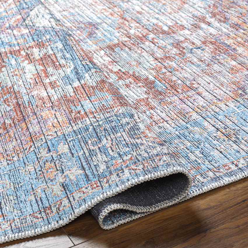 Varina Traditional Teal Washable Area Rug