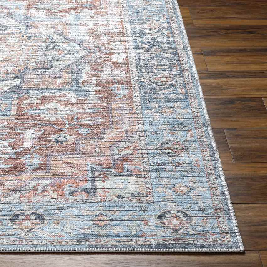 Varina Traditional Teal Washable Area Rug