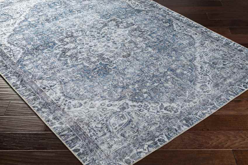 Waterville Traditional Blue Washable Area Rug