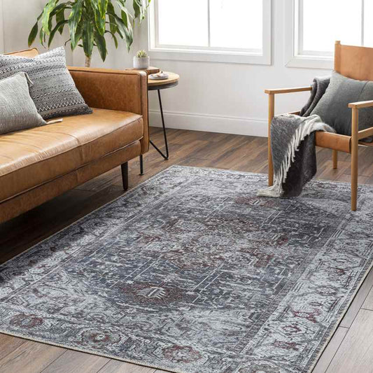 Wellsville Traditional Slate Washable Area Rug