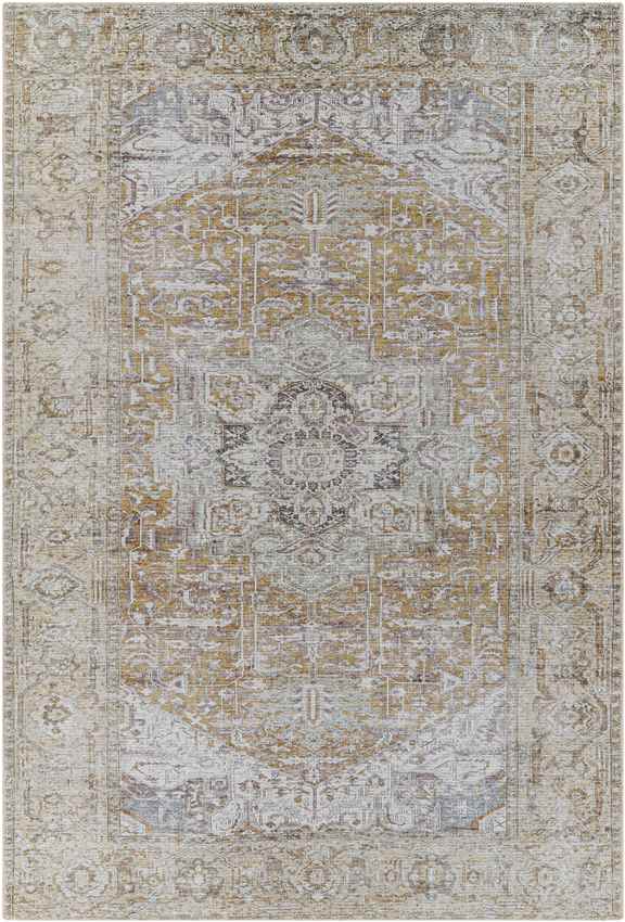 Wellsville Traditional Dark Gold Washable Area Rug