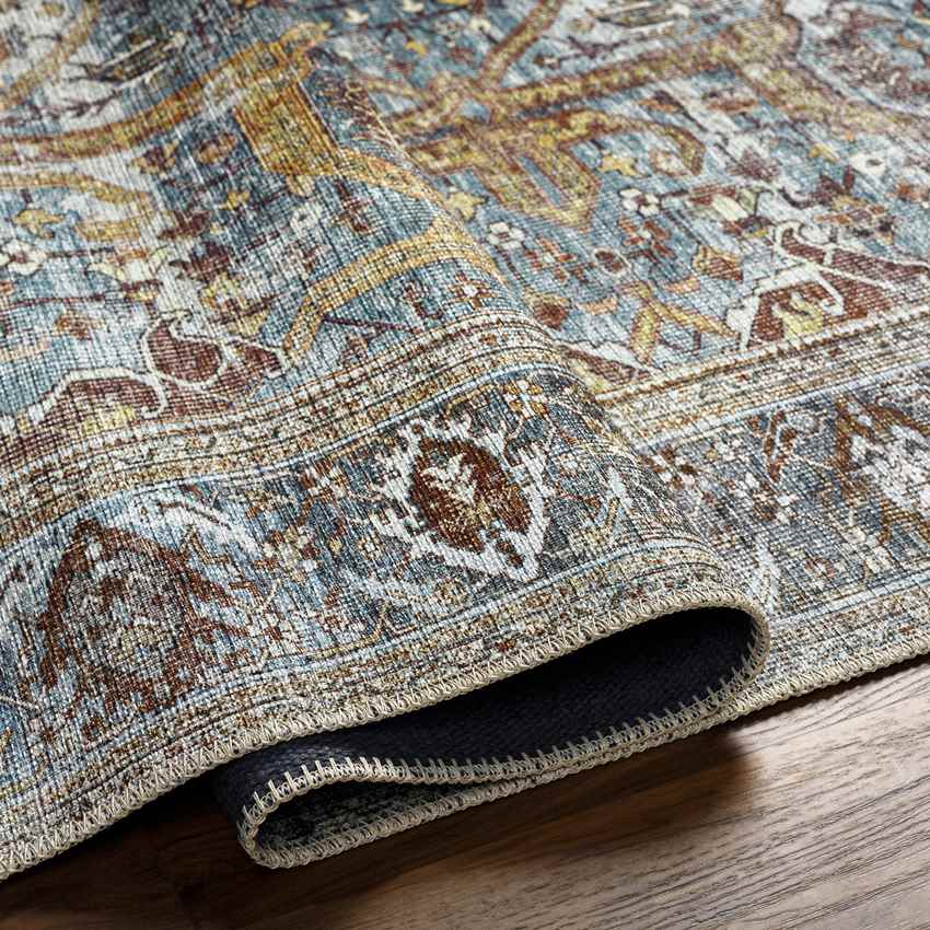 West Lucas Traditional Navy Washable Area Rug