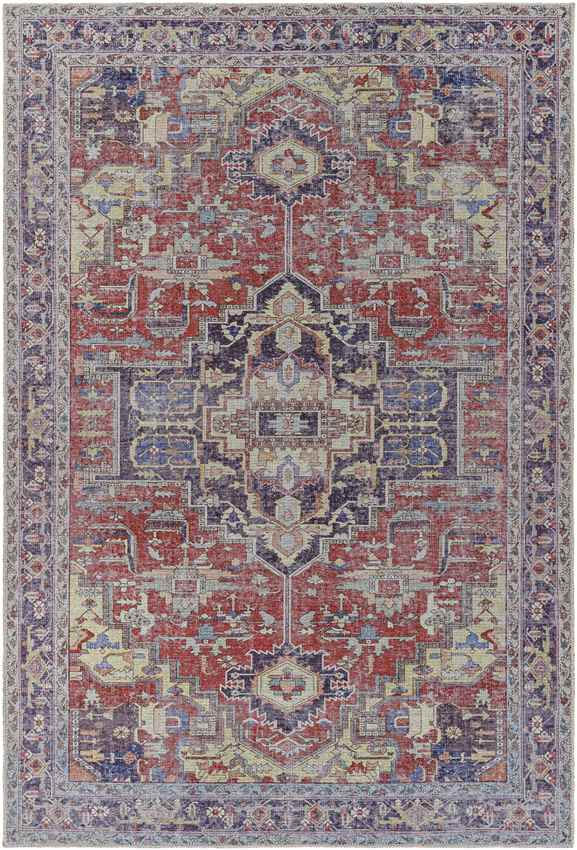 Wheatcroft Traditional Dark Red Washable Area Rug