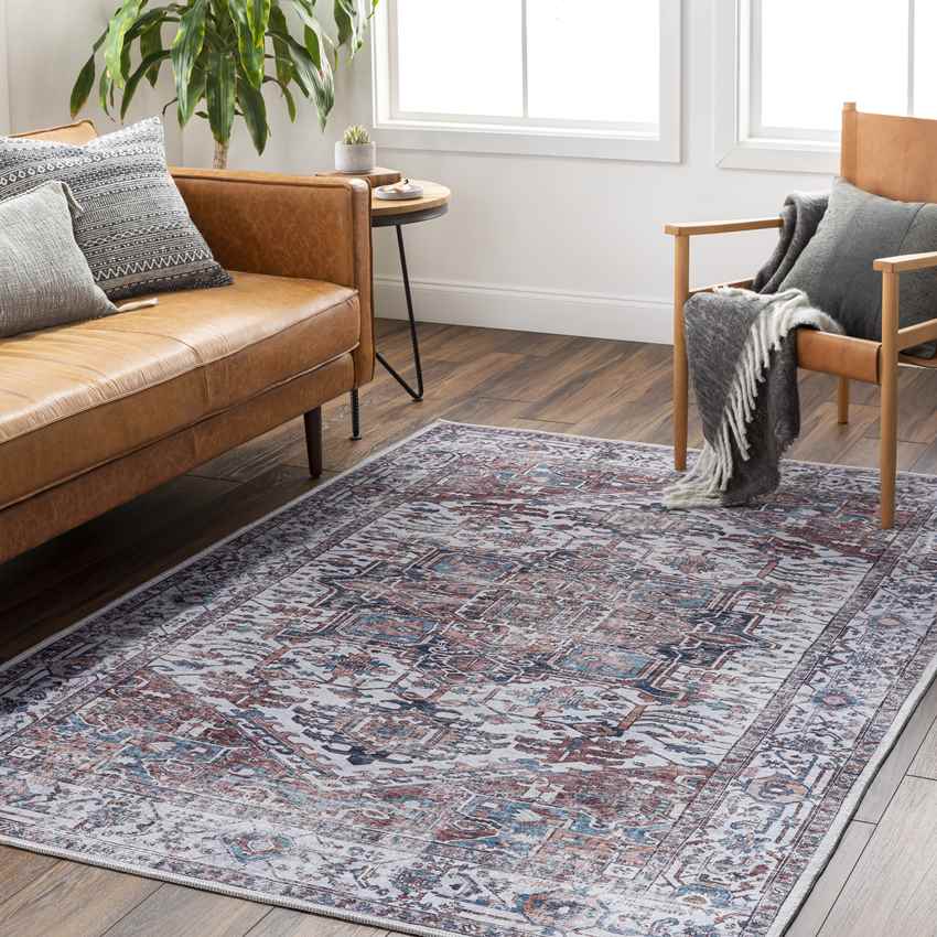 Wolf Creek Traditional Navy Washable Area Rug