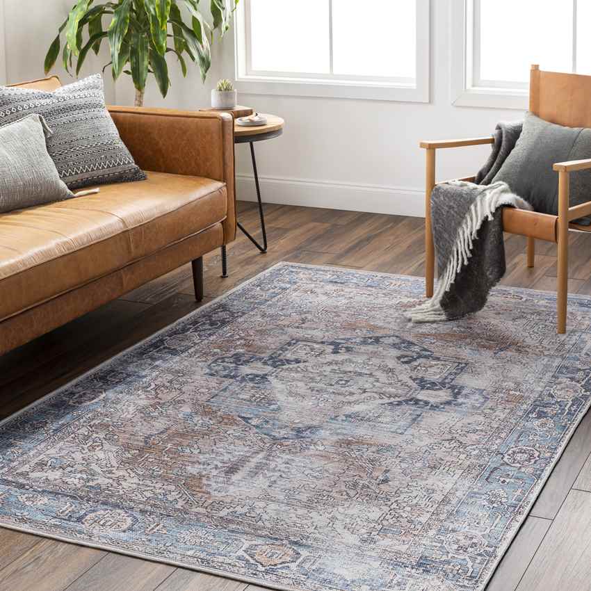 Wyacondah Traditional Navy Washable Area Rug