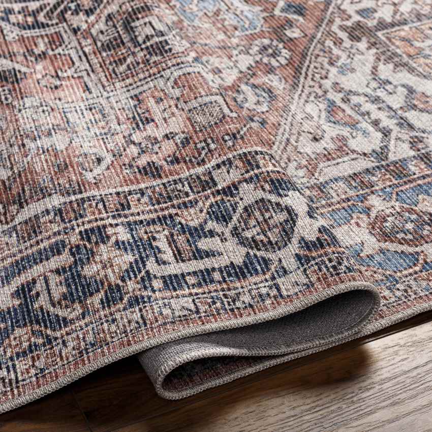 Liebenthal Traditional Rust Washable Area Rug