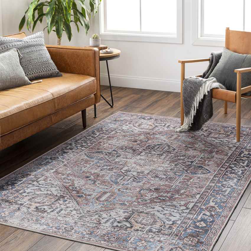 Liebenthal Traditional Rust Washable Area Rug