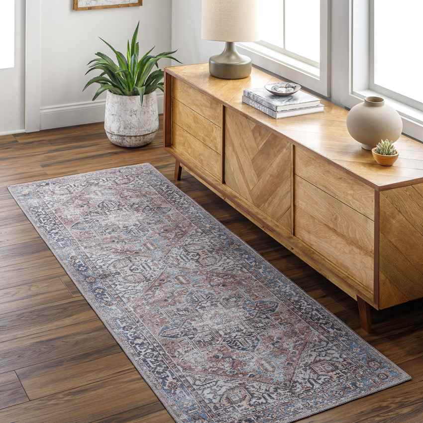 Liebenthal Traditional Rust Washable Area Rug