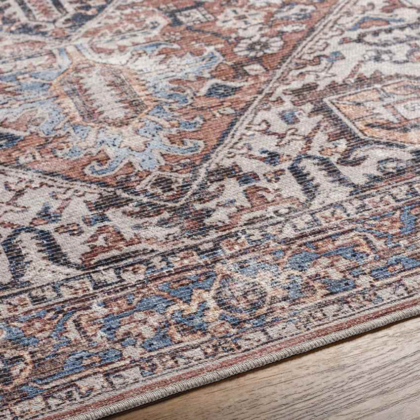 Liebenthal Traditional Rust Washable Area Rug