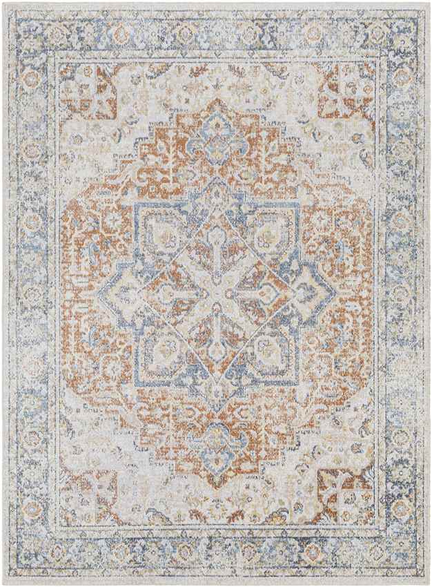 Hollenberg Traditional Burnt Orange Washable Area Rug