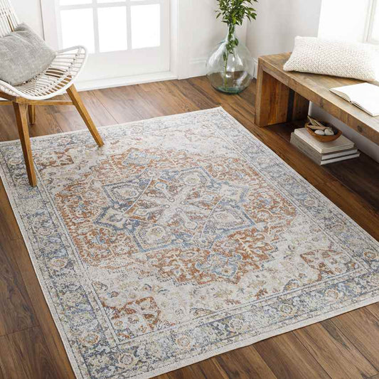 Hollenberg Traditional Burnt Orange Washable Area Rug