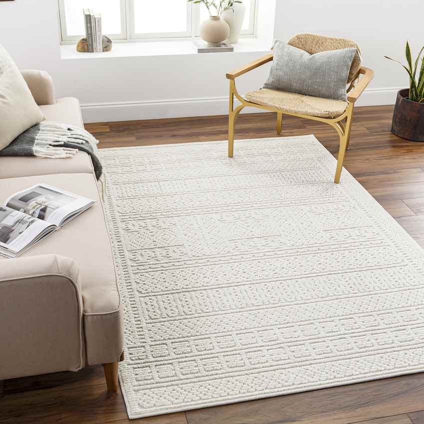 Brunsville Cottage White Washable Area Rug