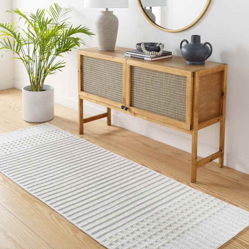 Burkesville Modern Ivory Washable Area Rug