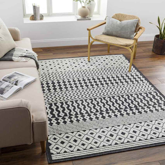 Carrsville Cottage Black Washable Area Rug