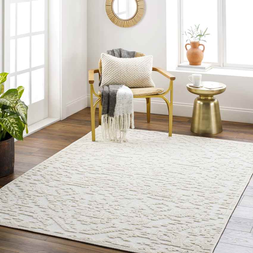 Centertown Cottage Ivory Washable Area Rug