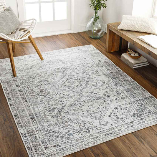 Tonganoxie Traditional Ivory Washable Area Rug