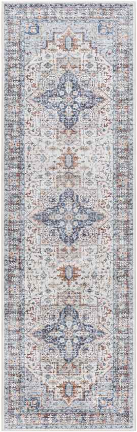 New Cambria Traditional Light Denim Washable Area Rug