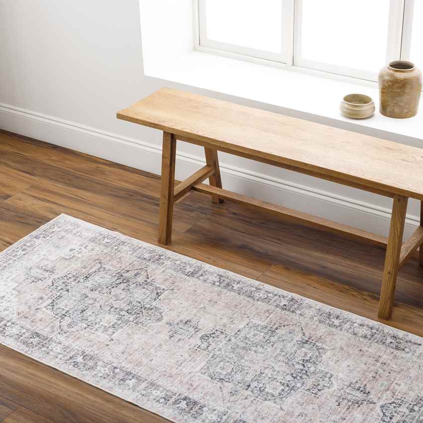 New Cambria Traditional Ivory Washable Area Rug