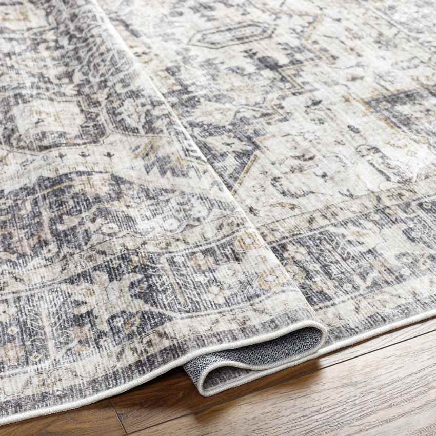 New Cambria Traditional Charcoal Washable Area Rug