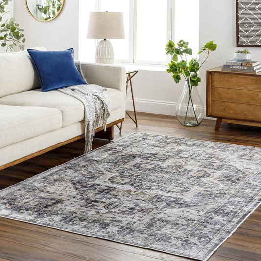 New Cambria Traditional Charcoal Washable Area Rug