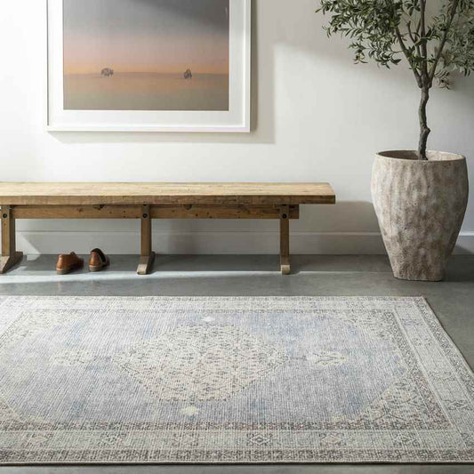 Jamesa Traditional Denim/Ivory Area Rug