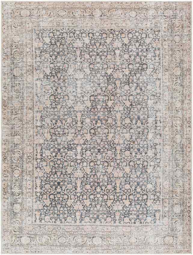 Candida Traditional Black/Medium Brown Washable Area Rug