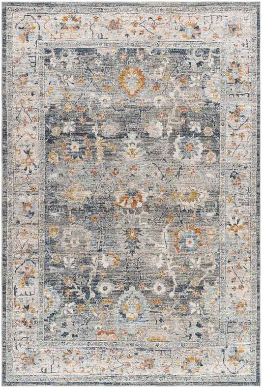 Anesia Traditional Charcoal/Dark Blue Area Rug