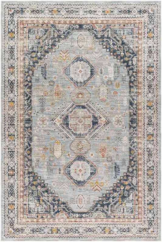 Nakea Traditional Pale Blue/Charcoal Area Rug