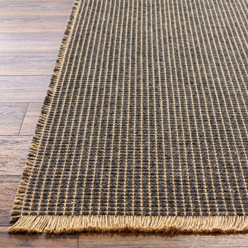 Hendy Solid and Border Charcoal Area Rug