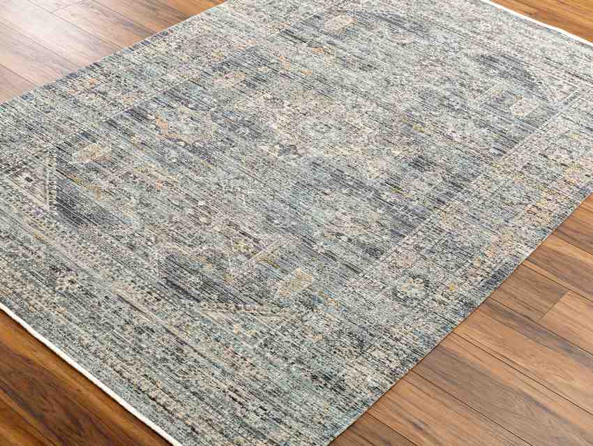 Gilda Traditional Grass Green/Charcoal Washable Area Rug