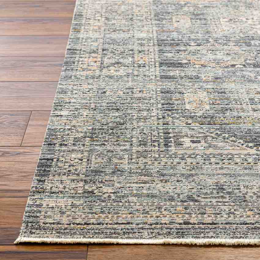 Gilda Traditional Grass Green/Charcoal Washable Area Rug