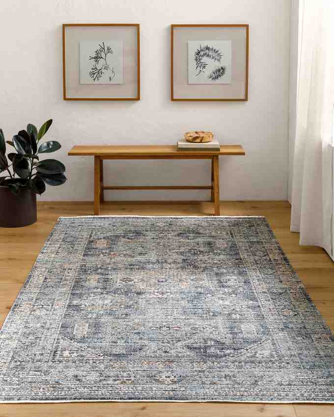 Gilda Traditional Grass Green/Charcoal Washable Area Rug