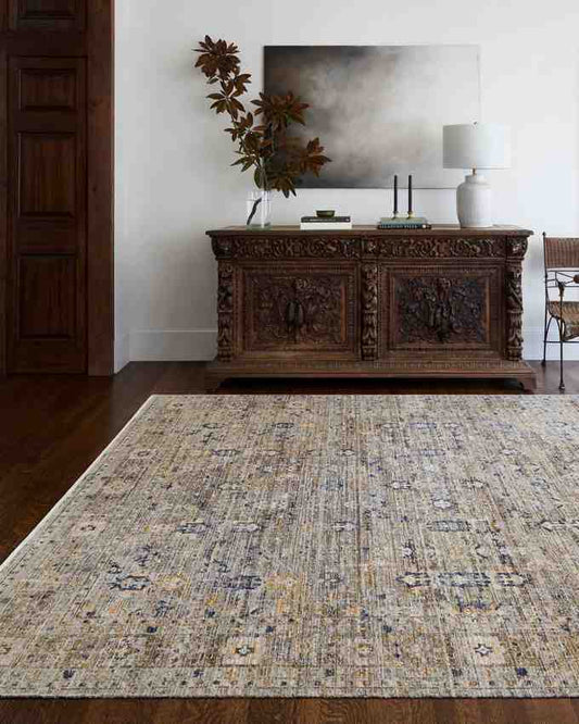 Demar Traditional Dark Olive/Ivory Washable Area Rug