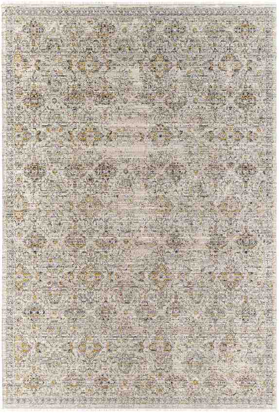 Radha Traditional Dark Olive/Ivory Washable Area Rug