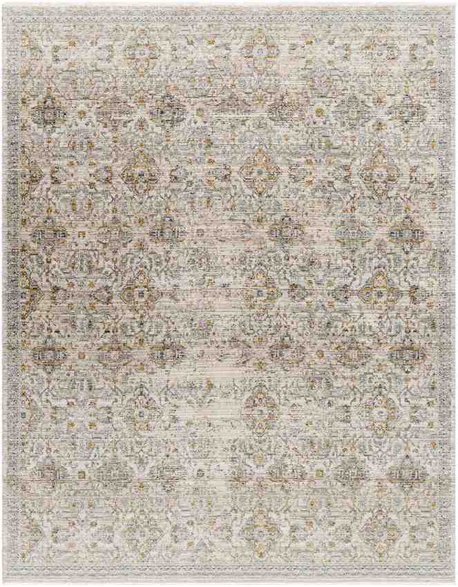 Radha Traditional Dark Olive/Ivory Washable Area Rug