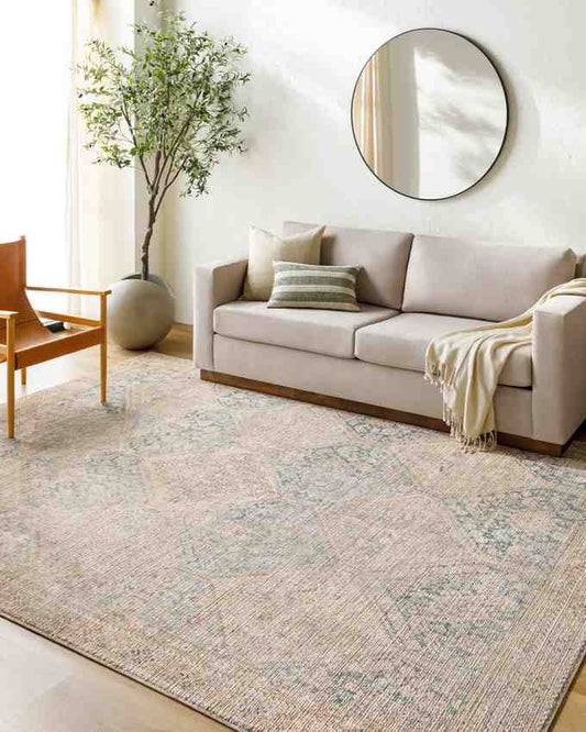 Beulah Traditional Light Beige/Emerald Area Rug