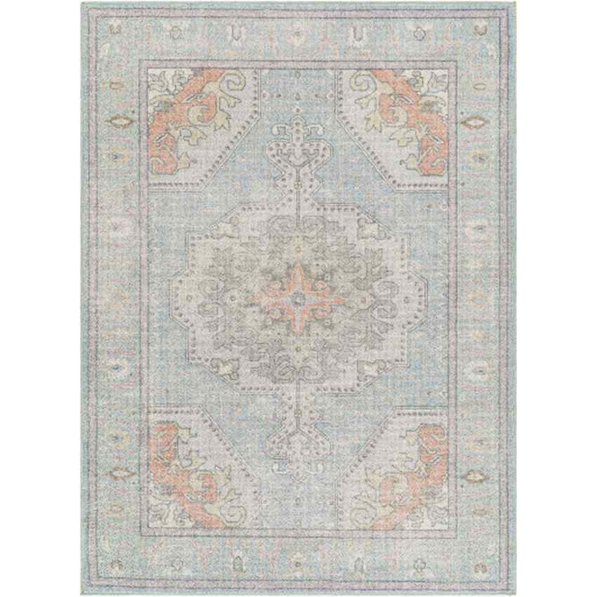 Doria Traditional Light Blue Washable Area Rug