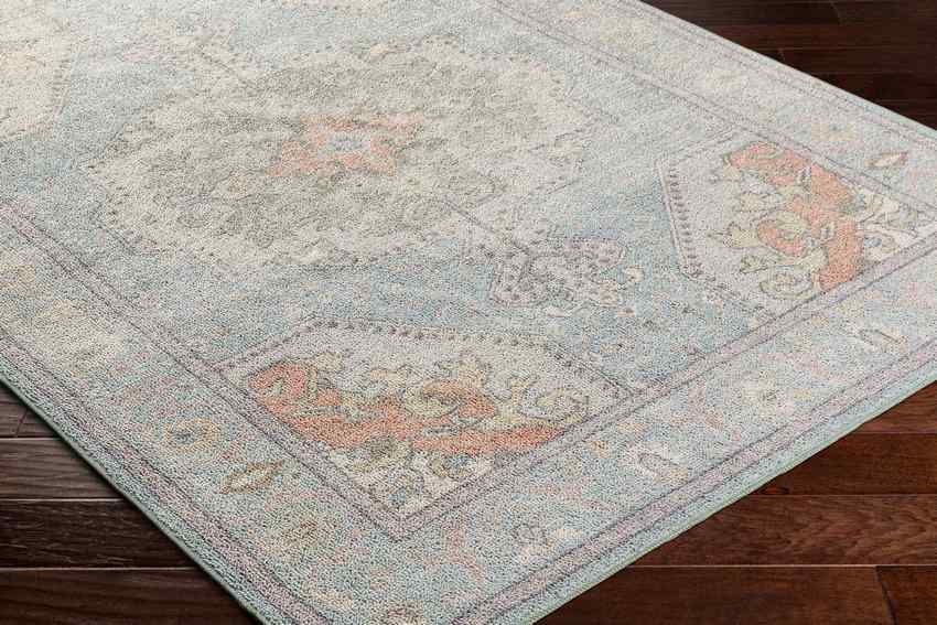 Doria Traditional Light Blue Washable Area Rug