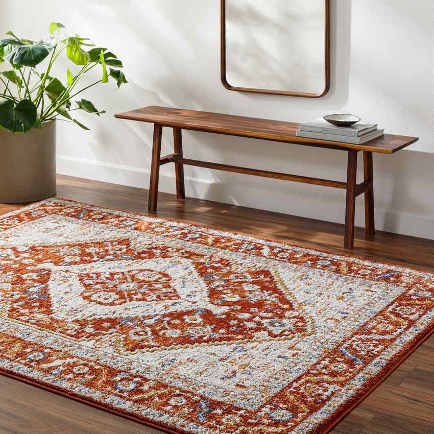 Yashika Traditional Bright Red Area Rug