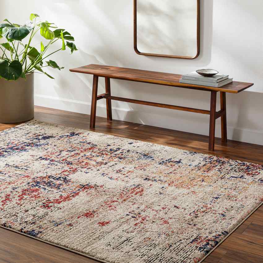 Hedy Modern Light Beige/Red Area Rug