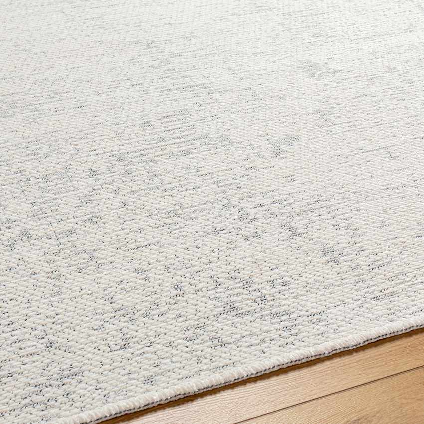 Tobey Solid and Border Ivory Washable Area Rug