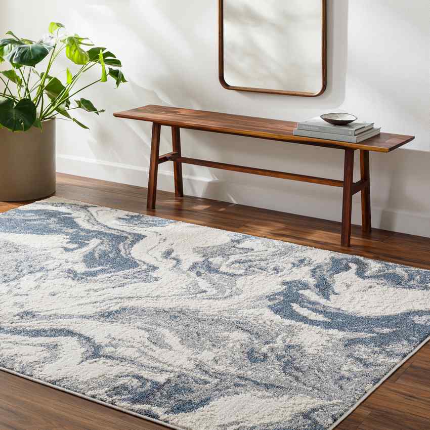 Ranesha Modern Denim/Light Gray Area Rug