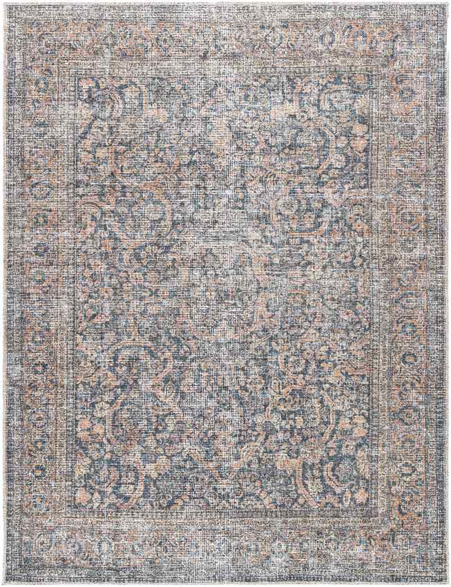 Ramin Traditional Denim Washable Area Rug