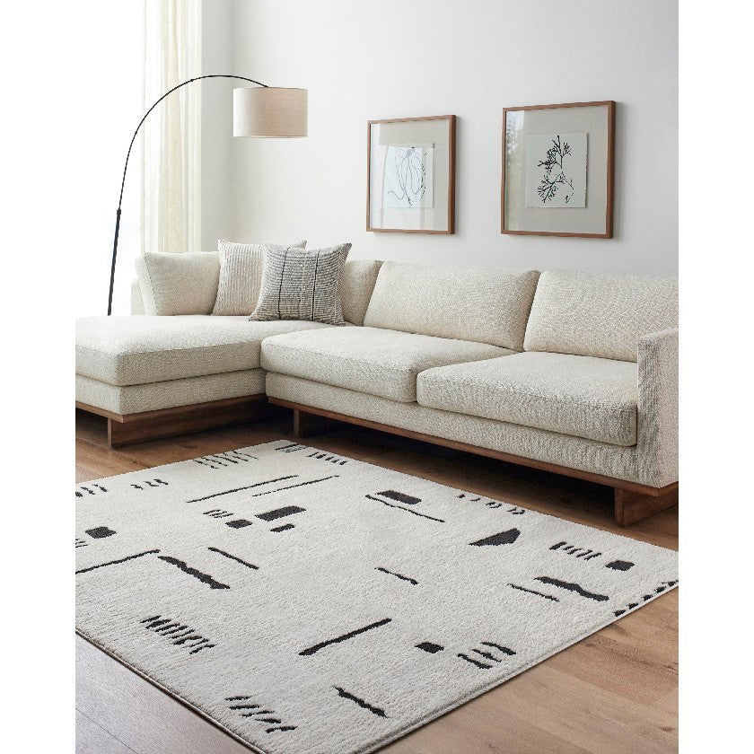 Keyauna Modern Ivory/Black Area Rug