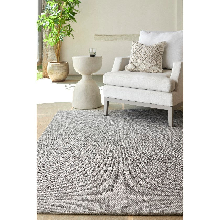 Nalani Solid and Border Silver Area Rug