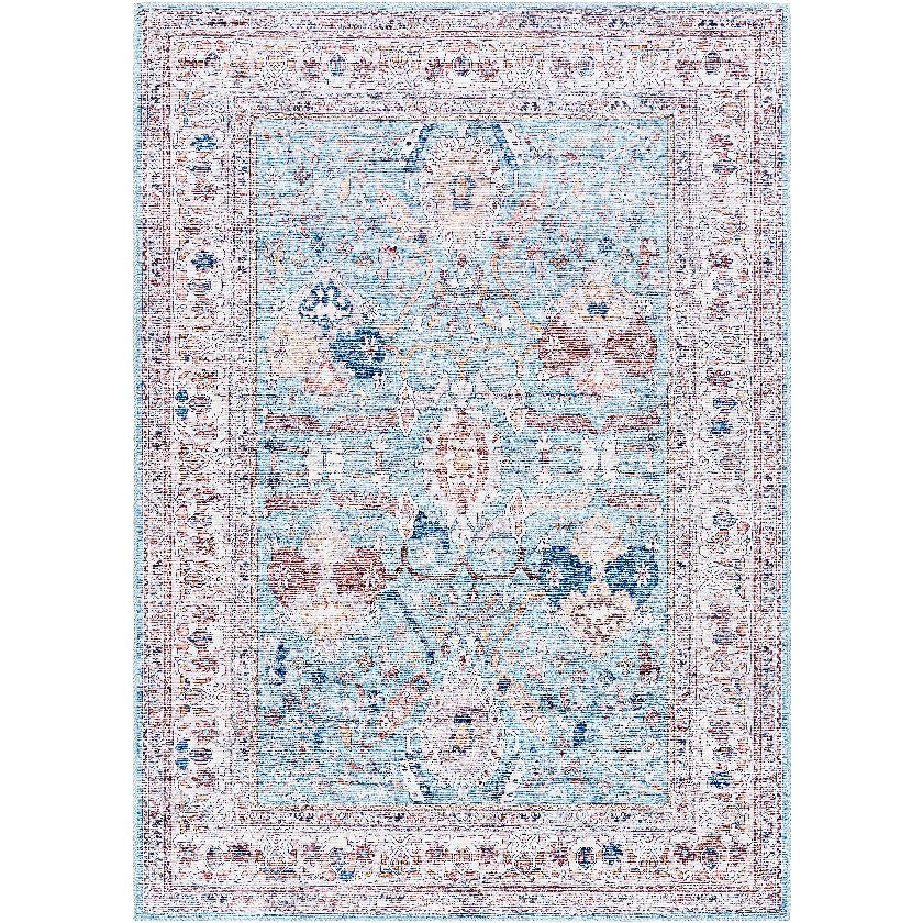 Malek Traditional Denim Washable Area Rug