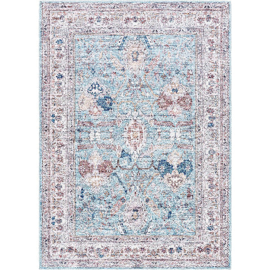 Malek Traditional Denim Washable Area Rug